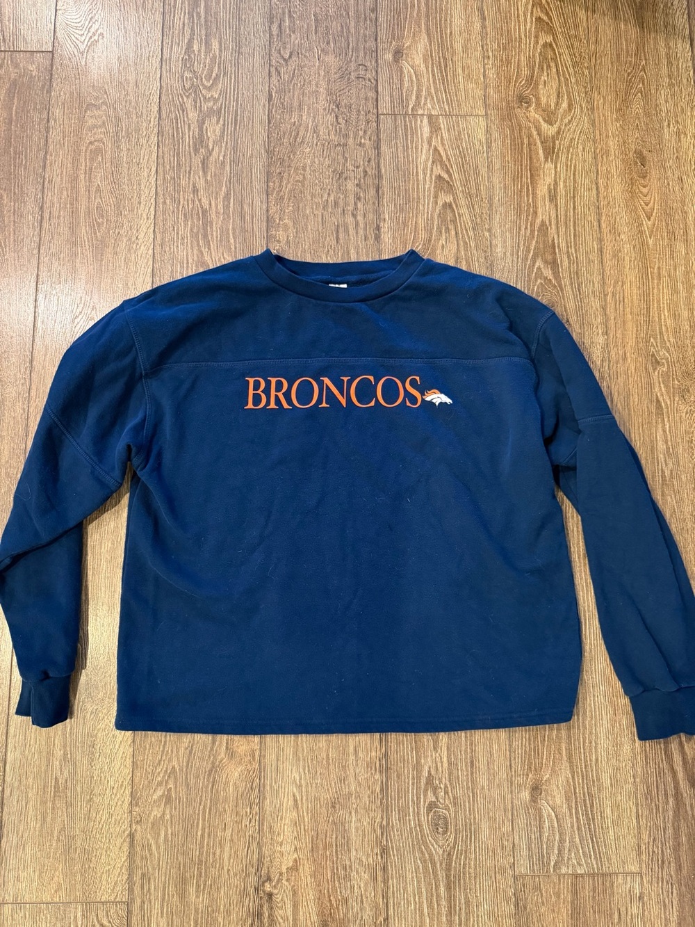 NFL Broncos Navy Crewneck with Orange Logo